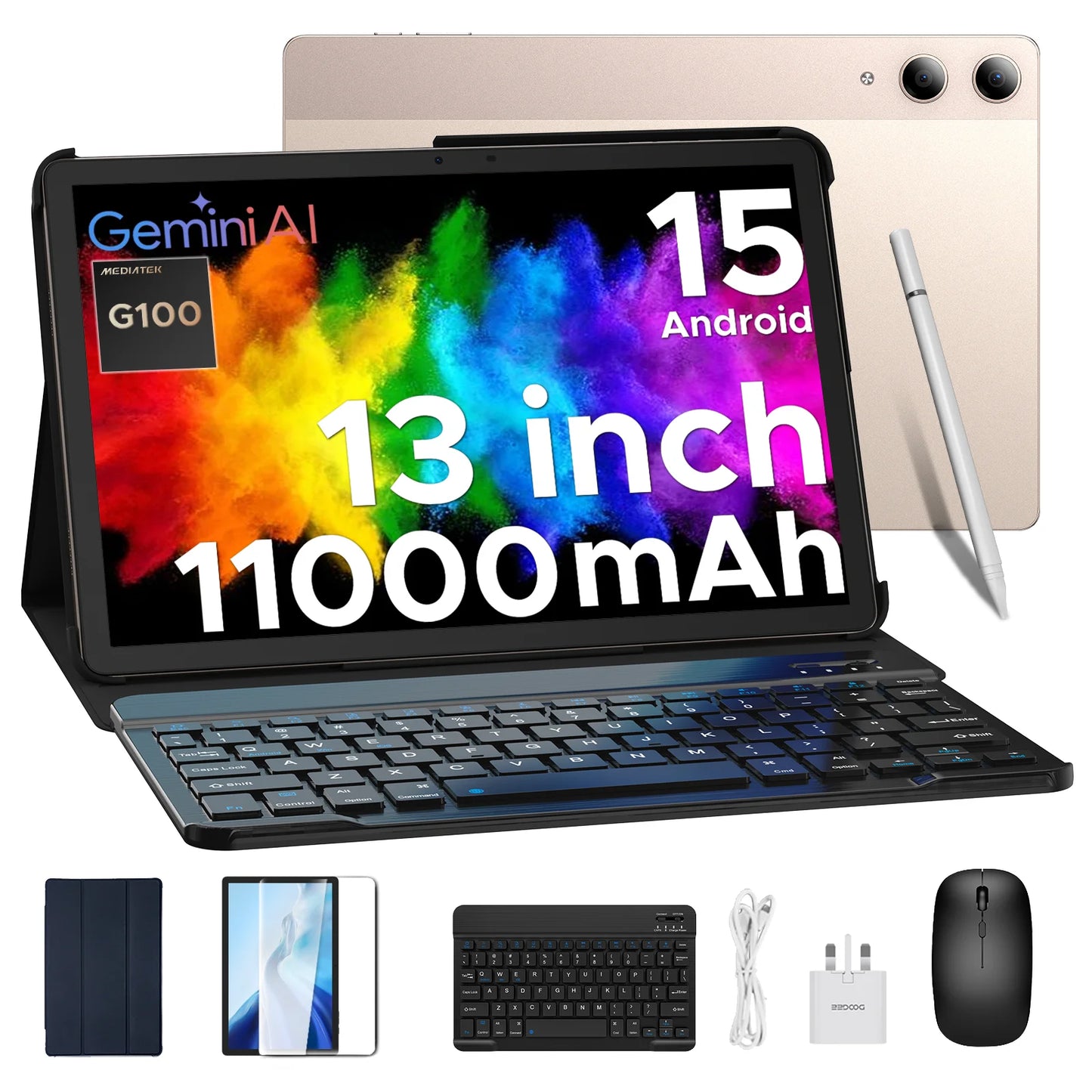 DOOGEE Tab E3 Pro 2 in 1 Tablet PC Gemini AI 13'' IPS Display 8GB 256GB 11000mAh Battery Android 15 High Quality Quad Speakers