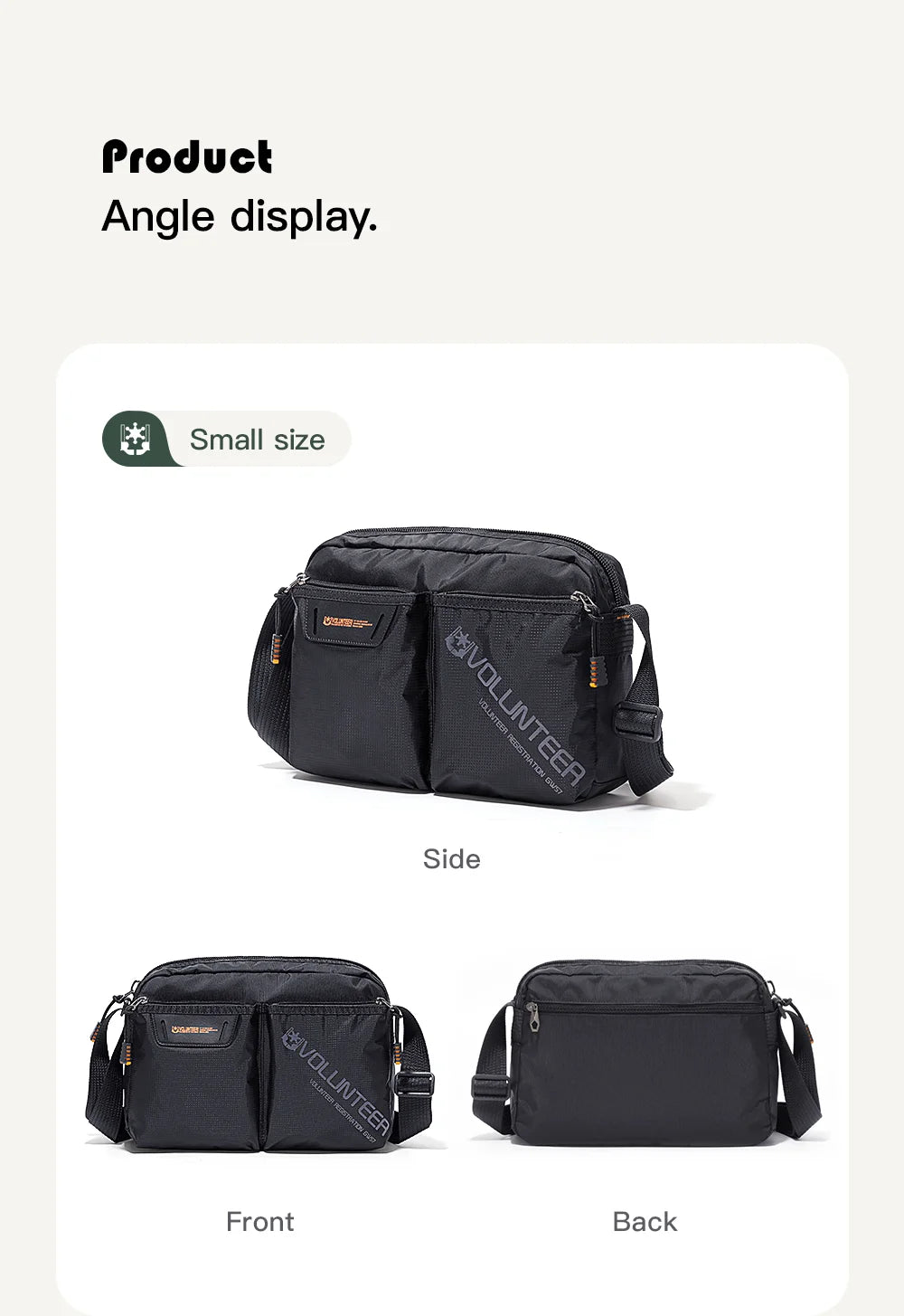 VOLUNTEER Messenger Crossbody Bags for Men Oxford Side Letter Print Fashion Light Weight Protable Versatile Shoulder Bag 1802-18