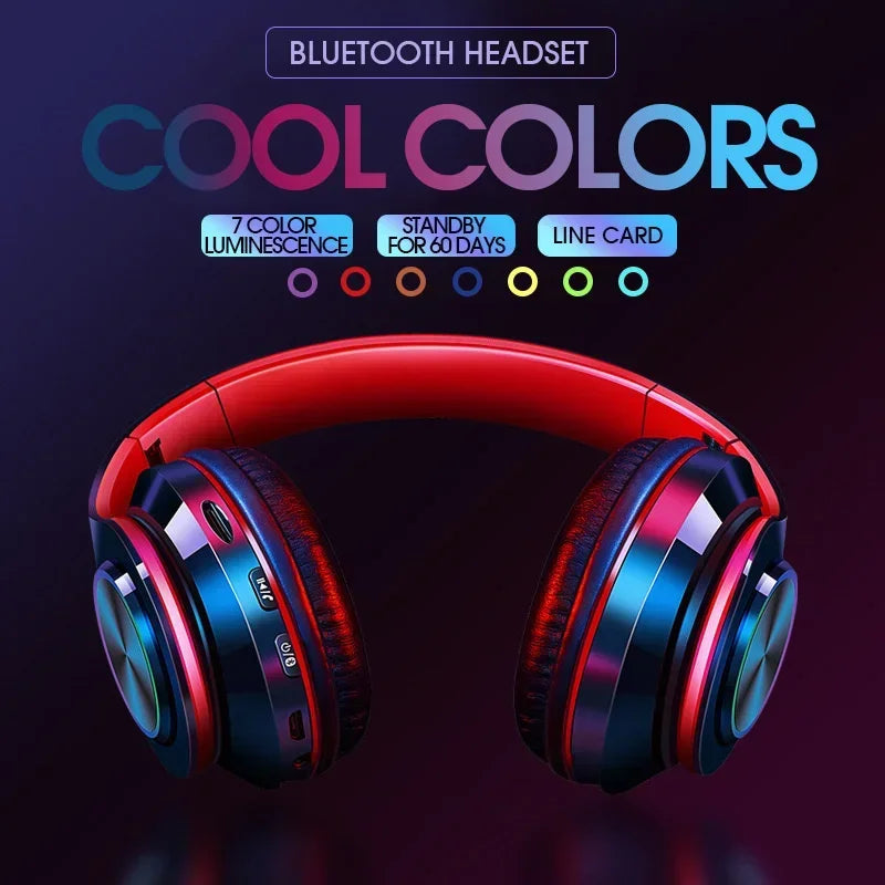 Wireless Headphones Foldable Bluetooth Headsets  With Mic Stereo Earphone Support TF Card FM For Xiaomi Iphone Sumsamg Phone