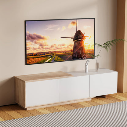 Comanlai 240cm Modern TV Cabinet with LED Lights  Living Room TV Cabinet with 3 Drawers and Open Storageextendable TV Stands