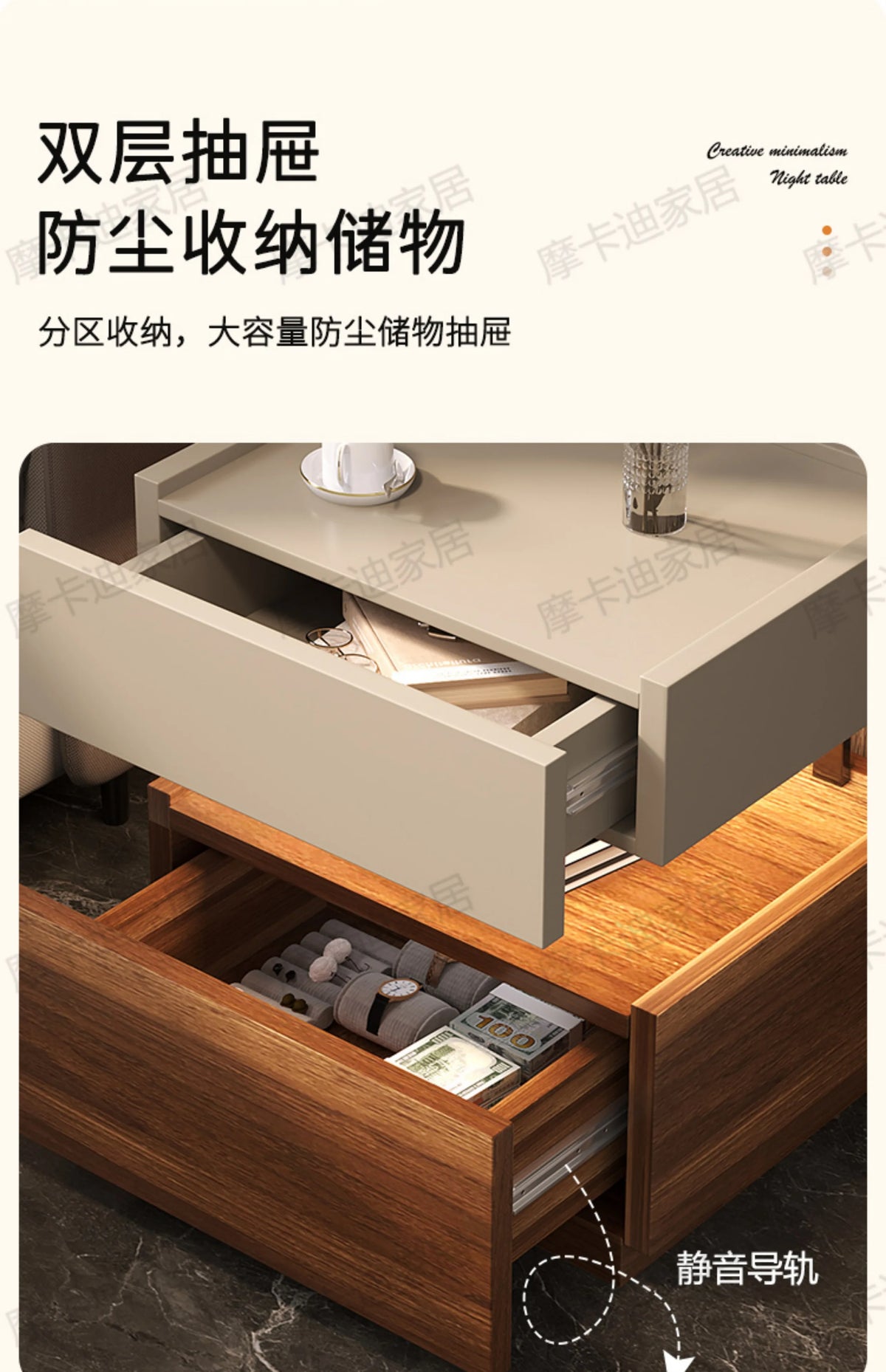 Simple European Bedside Table Classic Storage Luxury Trendy Night Table Modern Premium Comodini Camera Letto Bedroom Furnitures