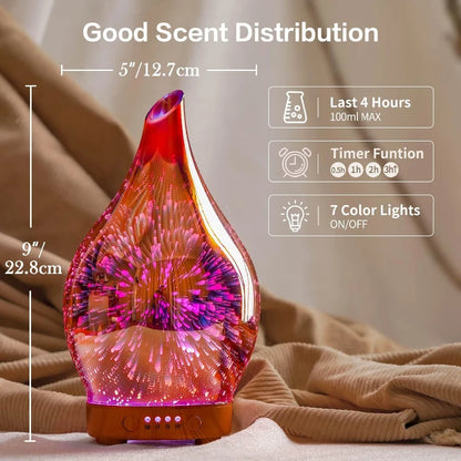 Essential Oil Diffuser 3D Aromatherapy Ultrasonic HumidifierAuto Shut-Off Timer Setting,Aroma Decoration for Home Office Gift