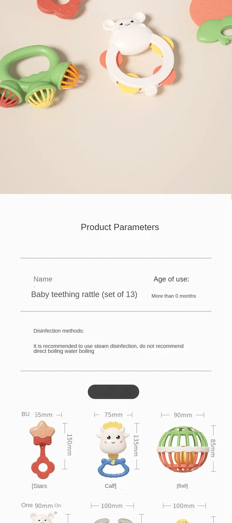 Baby Rattle 0-12 Months Newborn Soft Bell Teethers Hand Shaking Crib Mobile Ring Educational Toy For Children Set Gifts