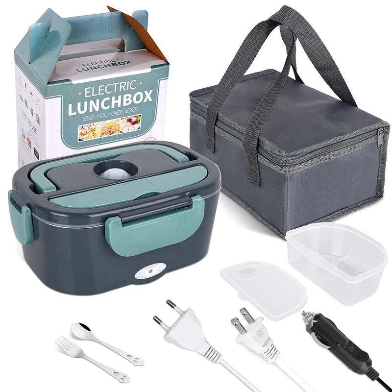2 in 1 Electric Heating Lunch Box 1 5L For Car Home 220V 60W Portable Stainless Steel Food Container Bento Box