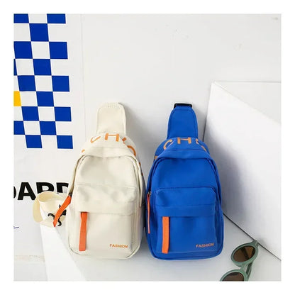Cool kids bags for boys. Contrast color chest bag for little boys to go out Canvas messenger bag for coins