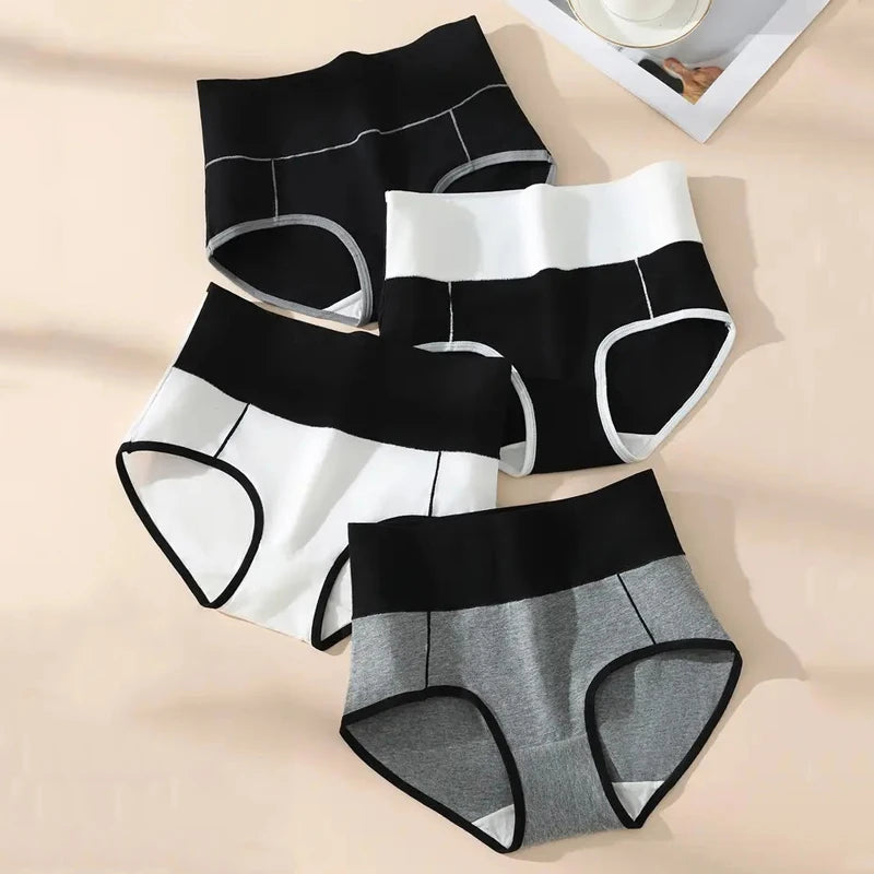 4Pcs/Set Plus Size Women Panties High Waist Body Shaper Underwear Soft Cotton Briefs Grils Panty Sexy Underpants Female Lingerie