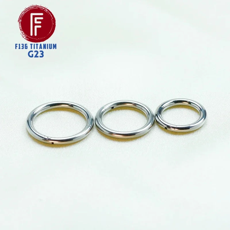 F136 Titanium Clicker 1.2mm and 2.0mm Thick Nose Ring Piercings Tragus Hinged Segment Cartilage Spiral Earring Septum Jewelry