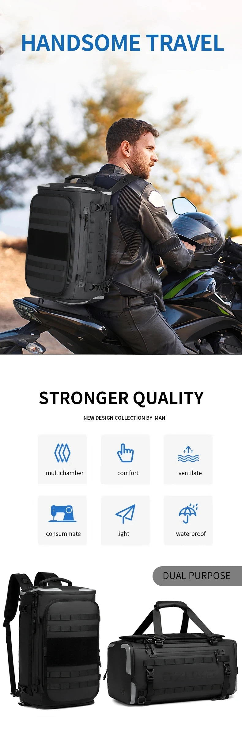 Ozuko suitcase organizer Men's Sports Fitness Dry and Wet Separation Travel Bag Short Business Trip Weekend Camping Backpack