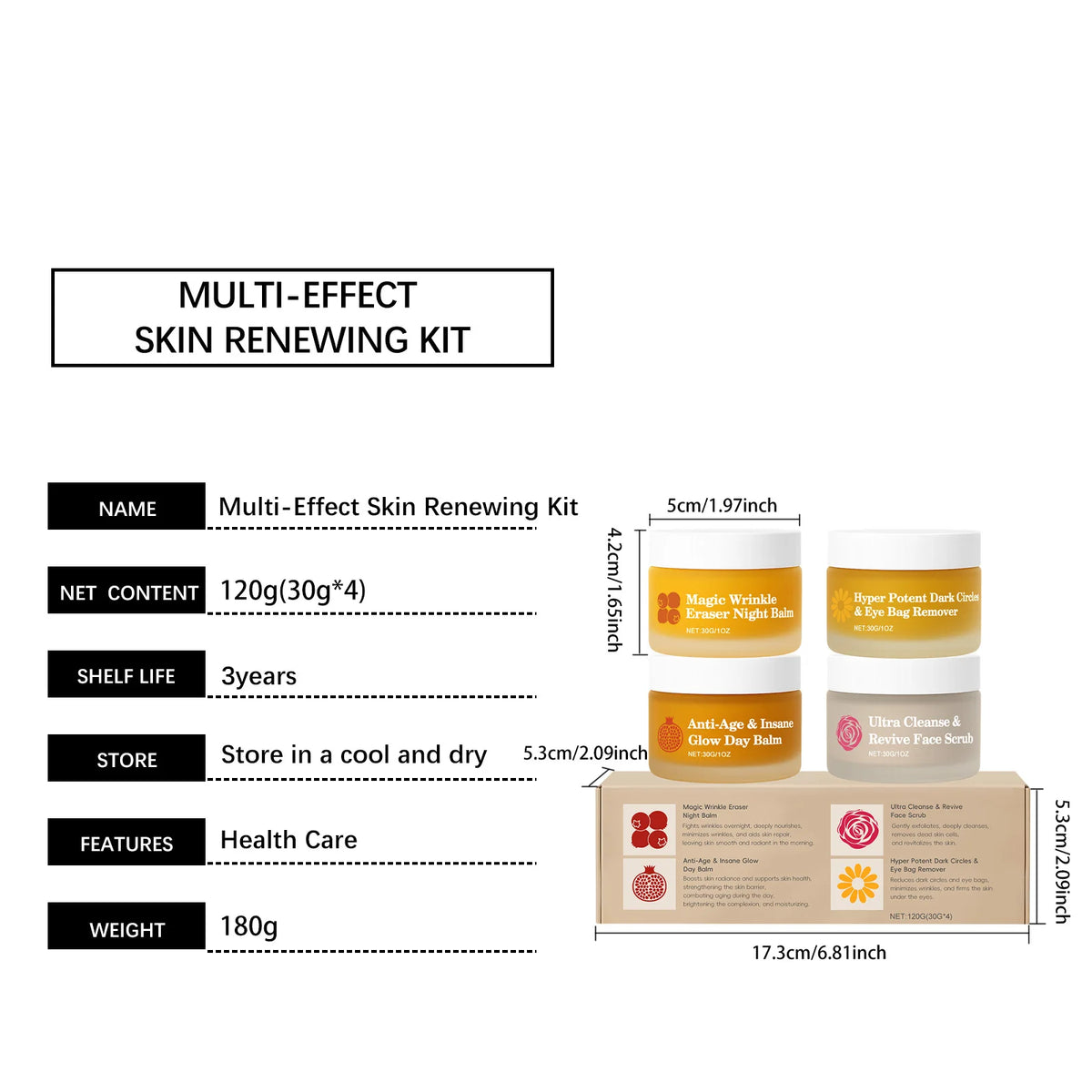 Complete Skincare Set With Day Night Eye Cream And Face Scrub