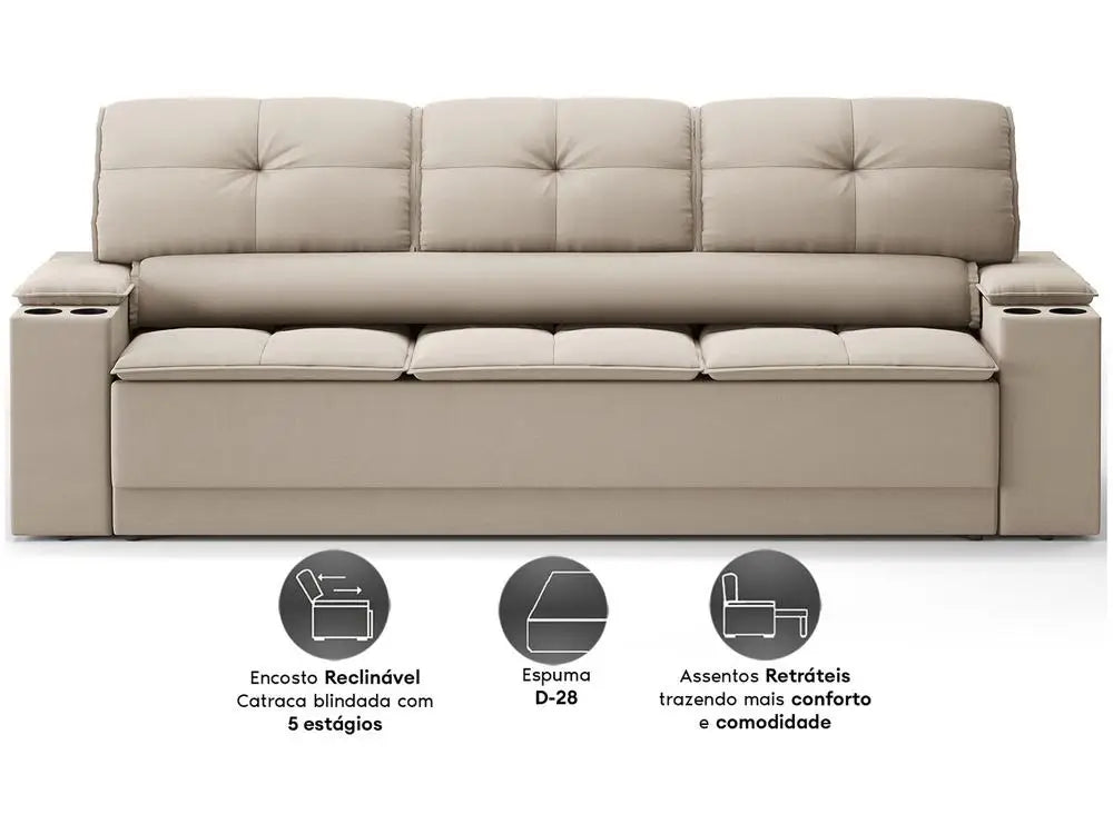 3-Seater Retractable Reclining Velosuede Sofa up Next Sofas