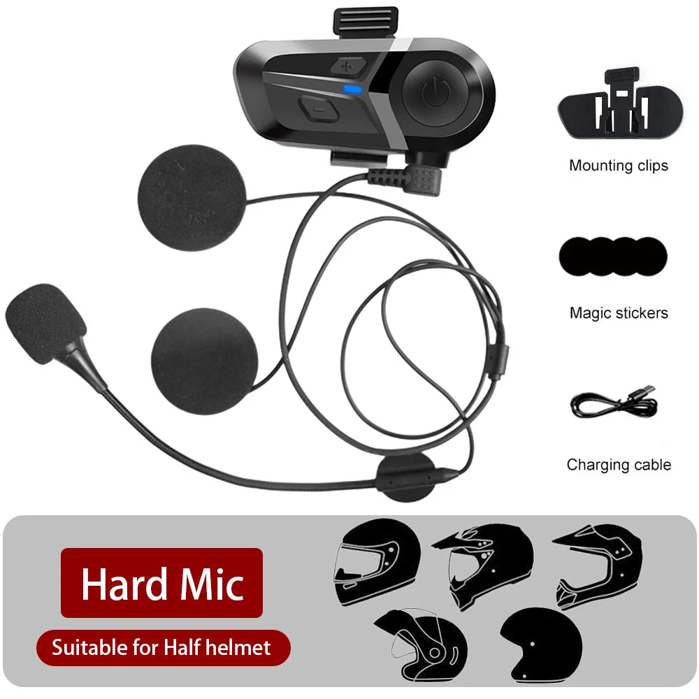 Bluetooth 5.3 Motorcycle Helmet Headset, Waterproof Wireless Earphones With Hands-Free Calls featuring a lightweight rechargeable design