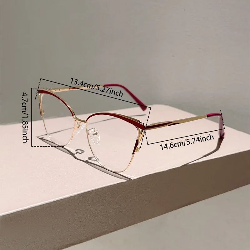 New Large Cat Eye Computer Glasses Metal Frame Women Men Anti Blue Light Round Blocking Optical Spectacle refined Eyeglasses