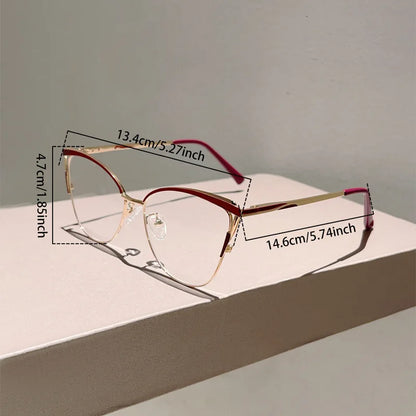 New Large Cat Eye Computer Glasses Metal Frame Women Men Anti Blue Light Round Blocking Optical Spectacle refined Eyeglasses