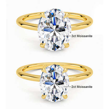AU585 2ct 3ct Oval Moissanite Diamond Ring for Women 100% 14K Gold Egg Shaped Wedding Band Classic Luxury Jewelry Certified