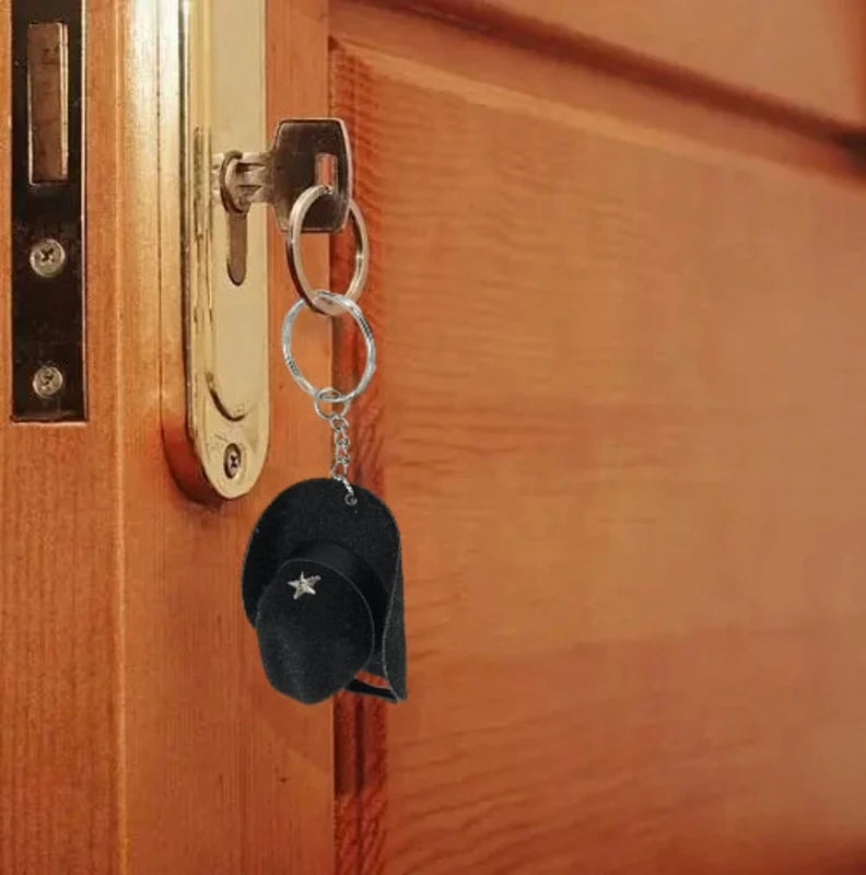 Cowboy Hat Keychain Sturdy and Fashionable Leather Cowboy Key Rings Accessory Drop Shipping
