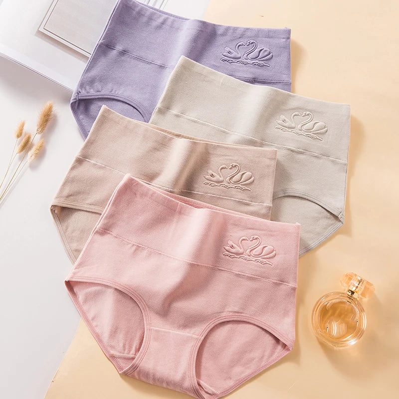 4Pcs/Set Plus Size Women Panties High Waist Body Shaper Underwear Soft Cotton Briefs Grils Panty Sexy Underpants Female Lingerie