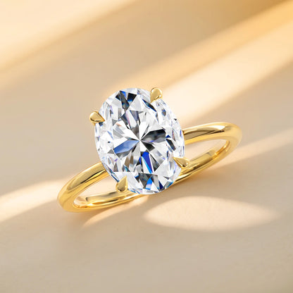 AU585 2ct 3ct Oval Moissanite Diamond Ring for Women 100% 14K Gold Egg Shaped Wedding Band Classic Luxury Jewelry Certified