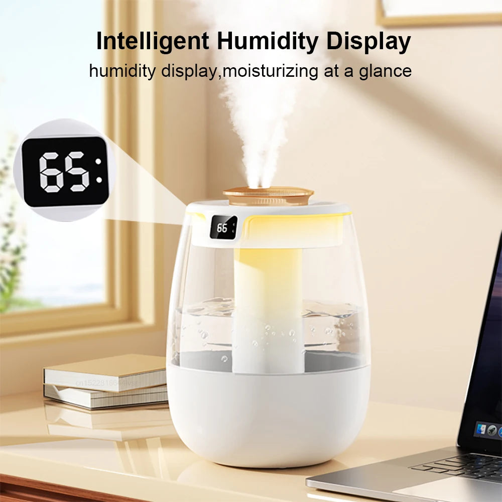 Air Humidifier Large Capacity Home Humidifier Professional Double Spray Port Mist Maker Mute Air Humidifier for Room with Light