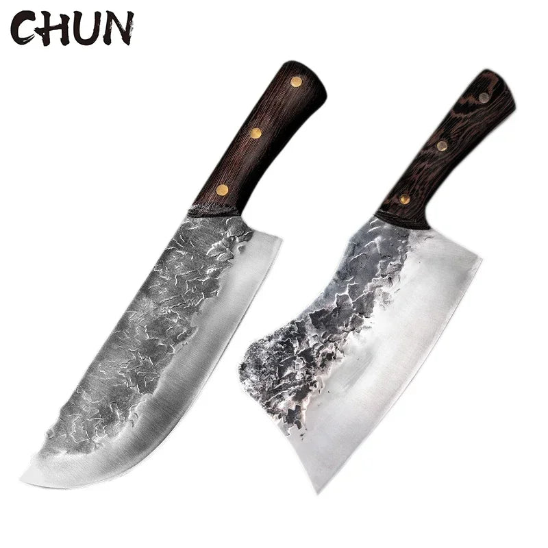 5CR15 Handmade Chopping Cleaver Butcher Knife High Carbon Steel Kitchen Chef Knife Sets Forged Blade Cooking Knives Set Cleaver