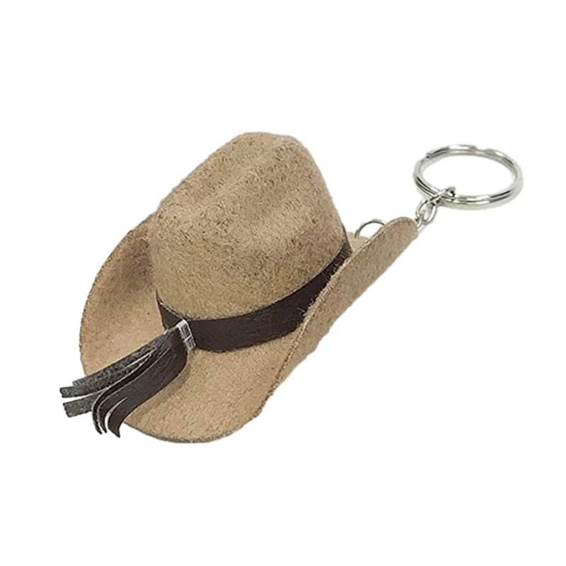 Cowboy Hat Keychain Sturdy and Fashionable Leather Cowboy Key Rings Accessory Drop Shipping