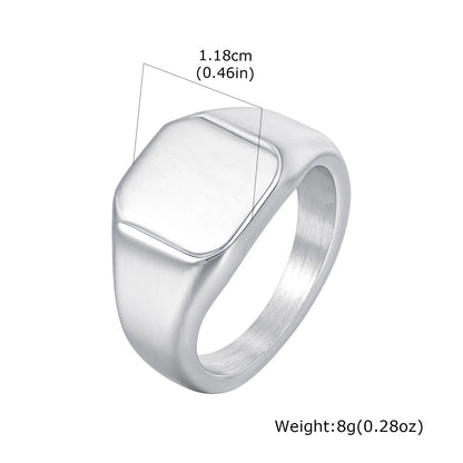 Square Signet Ring for Men Women,Gold Color Stainless Steel Ring Plain Band Ring,Statement Chunky Ring Band Thumb Ring