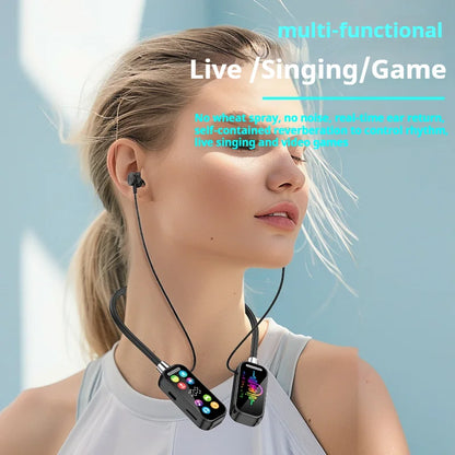 Neck-mounted headphones with HD screen, 48-hour playback time, Bluetooth 5.4 wireless earphones, dedicated for sports and gaming