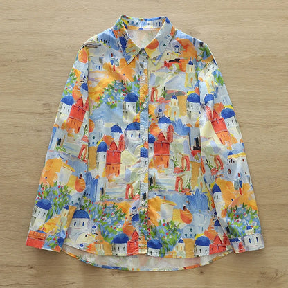 2026 Spring New Women Printed Shirts Long Sleeve Blouses Lazy Lady Tops Casual Female Clothes
