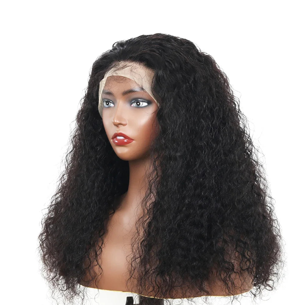Deep Water Wave Human Hair Wig For Women Raw Indian Hair 13X4 Hd Transparent Lace Frontal Wig 16 18Inch Natural Color 250%