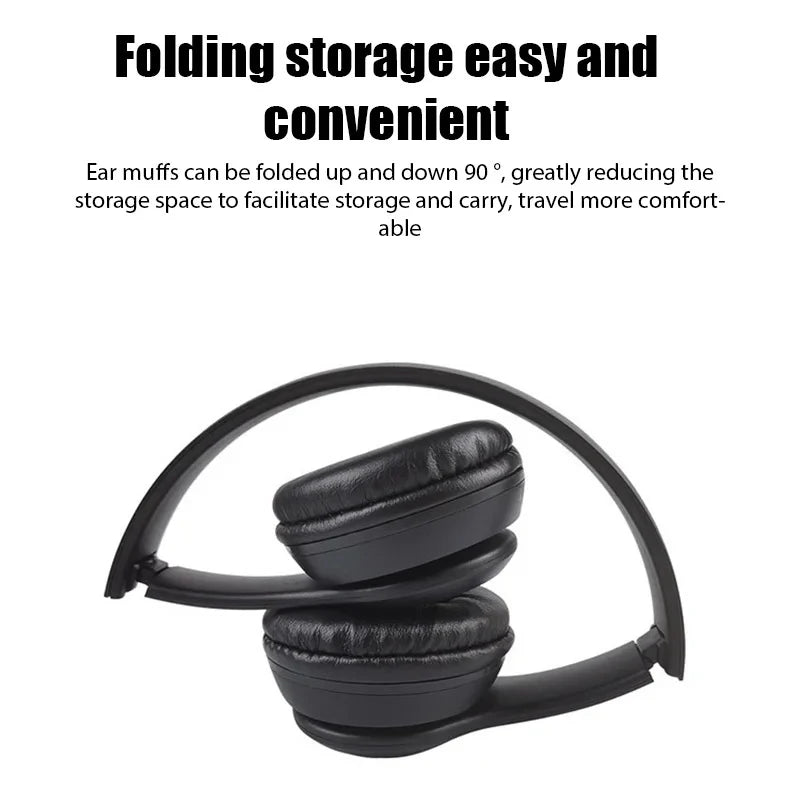 Wireless Headphone 5.3 Bluetooth-Compatible Headsets HiFi Stereo Foldable For All Smartphone with Microphone Support SD Card