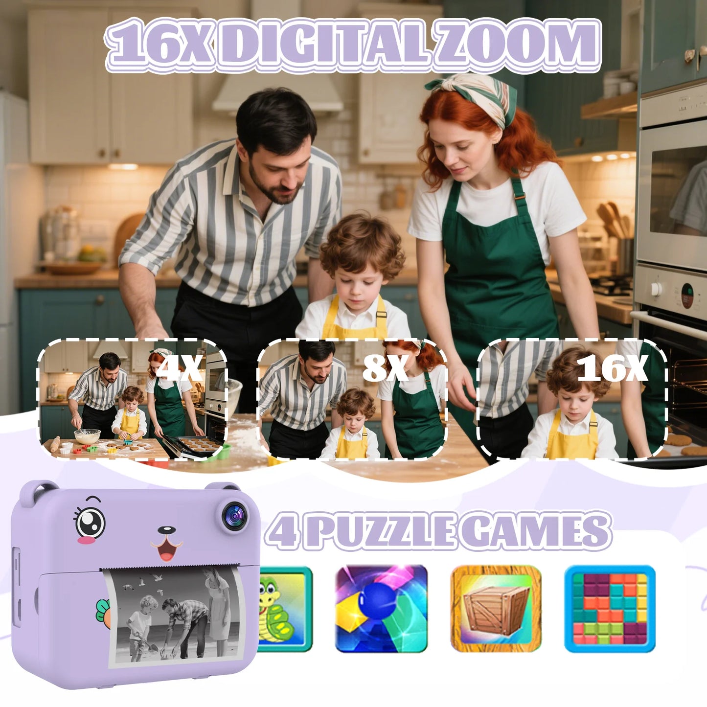 Digital Children Camera 1080P HD Video Recorder Mini Thermal Printer Educational Birthday Gift for Kids Instant Printing Camera