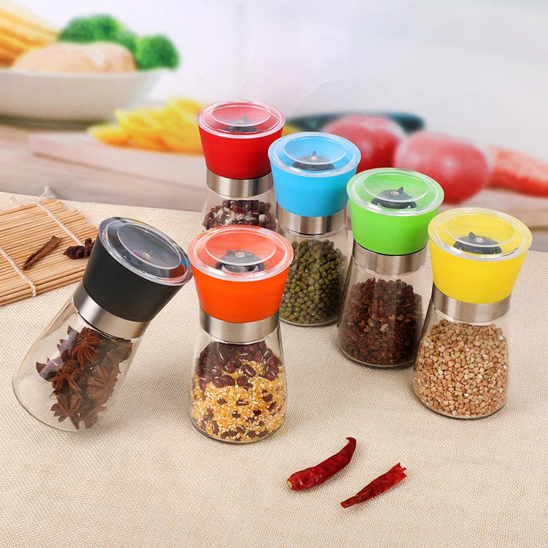 Manual Salt Pepper Mill Grinder Seasoning Bottle Spice Grinding Containers Adjustable Mill Shakers Kitchen Gadgets