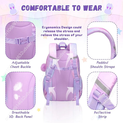 Kids Backpack for Girls - Middle School &amp; Elementary School - Kawaii Ita Backpack - Purple