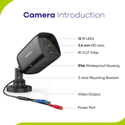 SANNCE 4CH DVR CCTV System 2PCS/4PCS 2MP IR Outdoor Security Cameras 1080P TVI CCTV DVR 1280TVL Surveillance Kit
