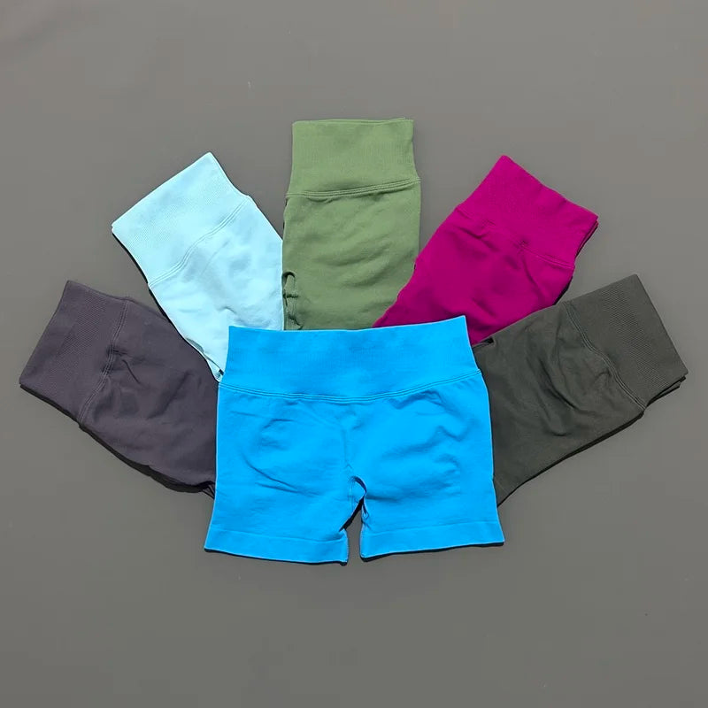 HISTELLO Women Sports Impact Shorts Seamless Low Waist Scrunch Bum Butt Lifting Stretch Gym Yoga Workout Fitness Short Leggings