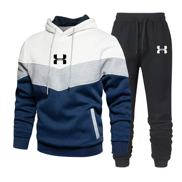 Men's printed hoodie, winter casual hoodie and pants, men's outdoor sports jogging pullover sportswear piece