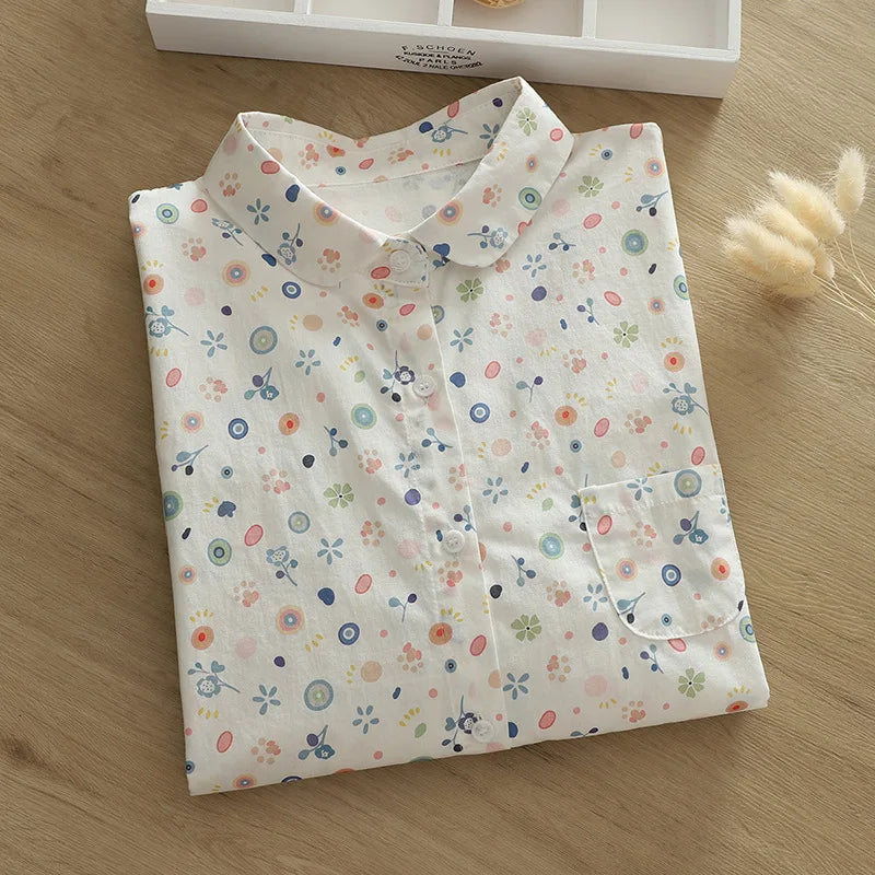 2026 Spring New Women Printed Shirts Long Sleeve Blouses Lazy Lady Tops Casual Female Clothes