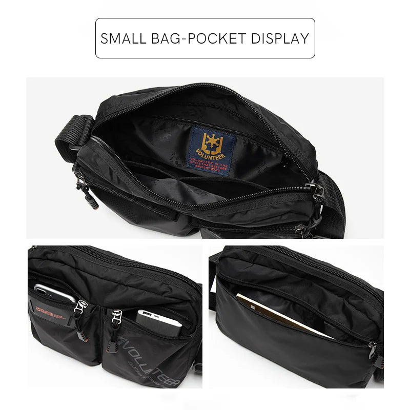 VOLUNTEER Messenger Crossbody Bags for Men Oxford Side Letter Print Fashion Light Weight Protable Versatile Shoulder Bag 1802-18