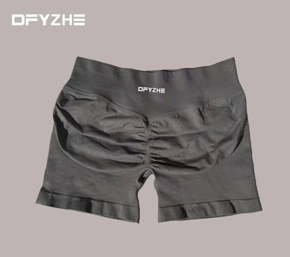 DFYZHE 4.5-inch yoga gym shorts, waist cinching and hip lifting shorts, seamless yoga shorts