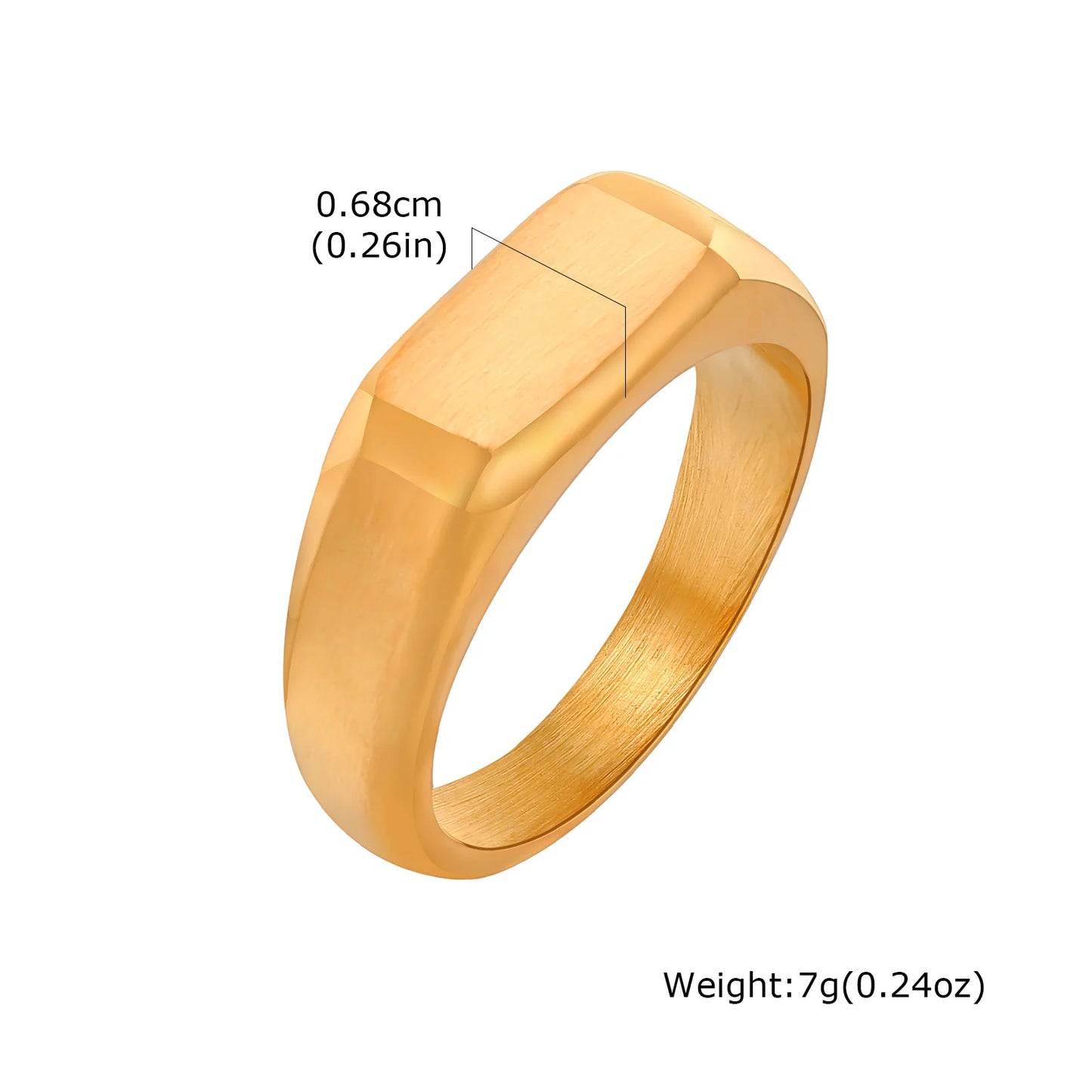Square Signet Ring for Men Women,Gold Color Stainless Steel Ring Plain Band Ring,Statement Chunky Ring Band Thumb Ring