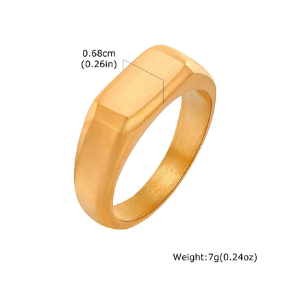 Square Signet Ring for Men Women,Gold Color Stainless Steel Ring Plain Band Ring,Statement Chunky Ring Band Thumb Ring