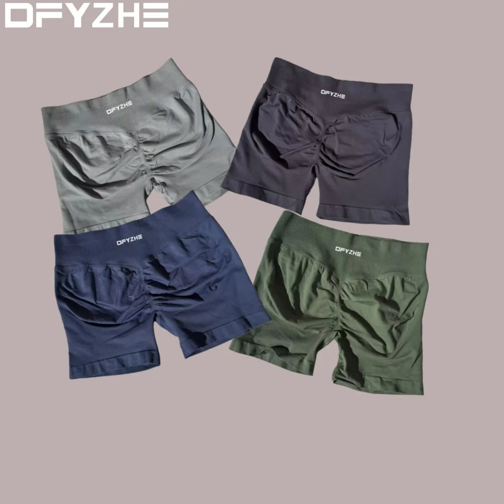 DFYZHE 4.5-inch yoga gym shorts, waist cinching and hip lifting shorts, seamless yoga shorts