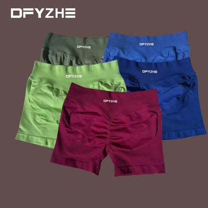 DFYZHE 4.5-inch yoga gym shorts, waist cinching and hip lifting shorts, seamless yoga shorts