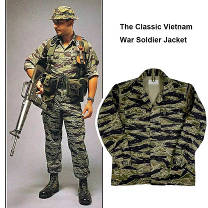 Tiger Jacket Vietnam Suit Tabby Striped Top and Pants Replica World War II Equipment Casual Training Suit WW2