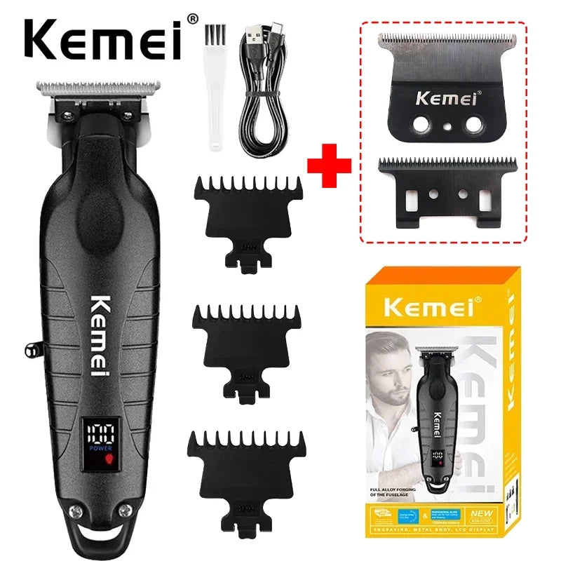 Kemei 2293 Professional Hair Beard Trimmer Men Barber Rechargeable Finish Hair Cutting Machine Zero Gapped Cordless Hair Clipper