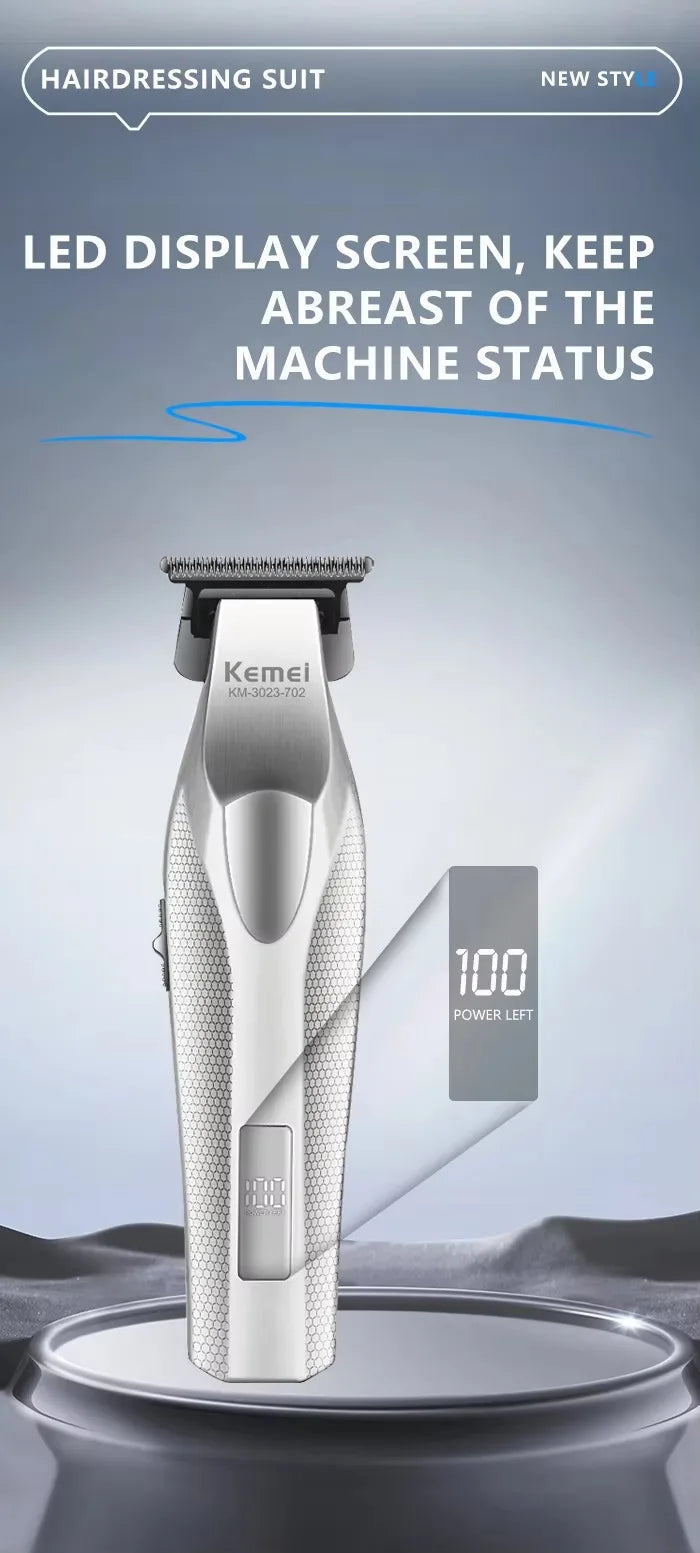 Kemei Hair Trimmer Professional Hair Clipper Electric Haircut Machine Rechargeable Hair Clipper 0 MM Trimmer for Men KM-3023-702
