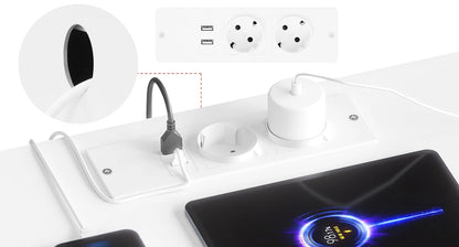 WOLTU Nightstand White/Black Bedside Table with LED Lighting 2 Drawers USB Charging Function Narrow Sofa Table