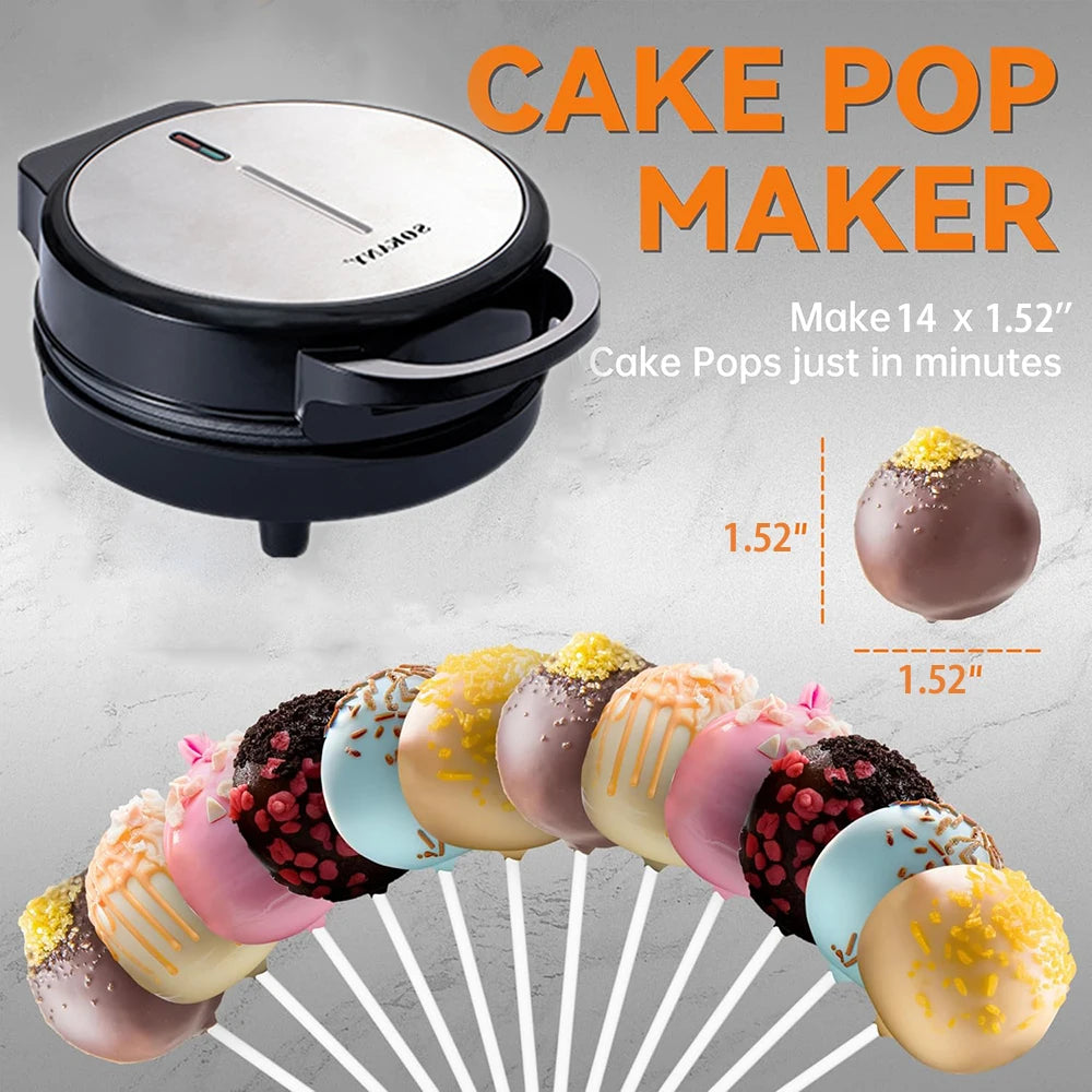 14 Hole Electric Cake Pop Maker Takoyaki Maker Pop Cake Waffle Machine Non-Stick Coating Egg Cake Oven Pancake for Kids Birthday