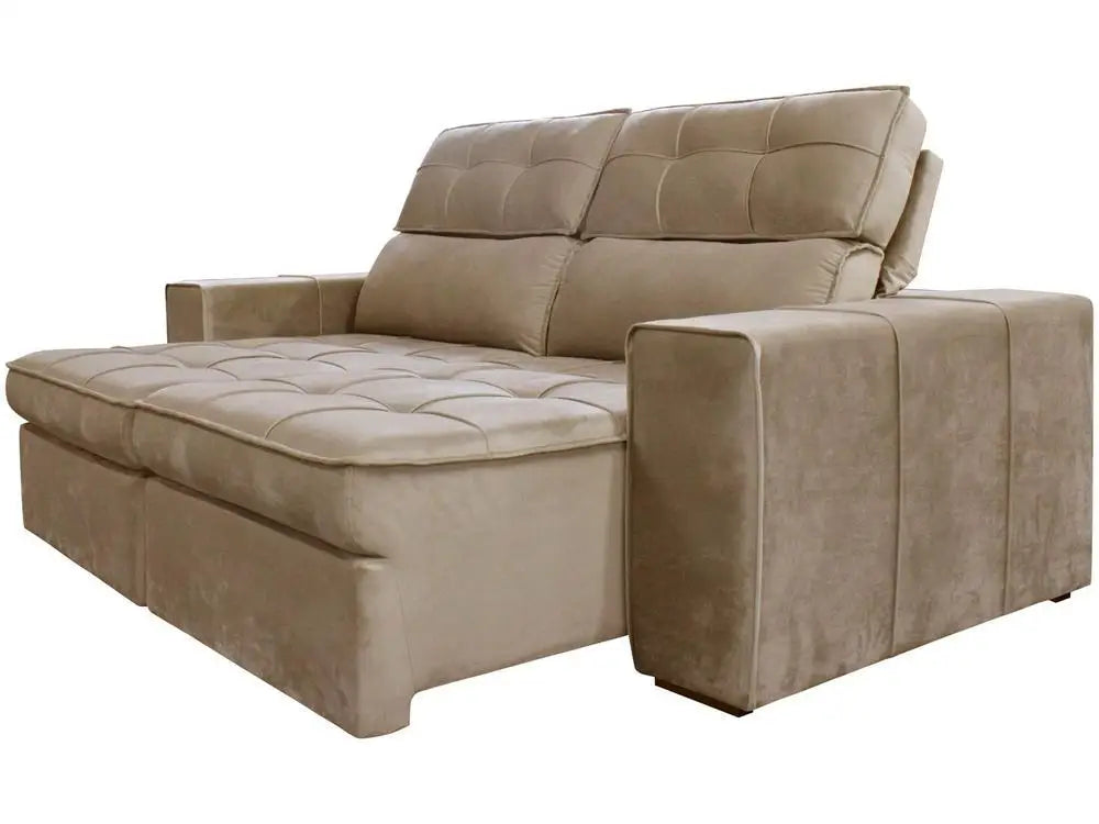 Retractable Sofa Reclining 3 Places Velvet Joly Barsa Blue Gratles