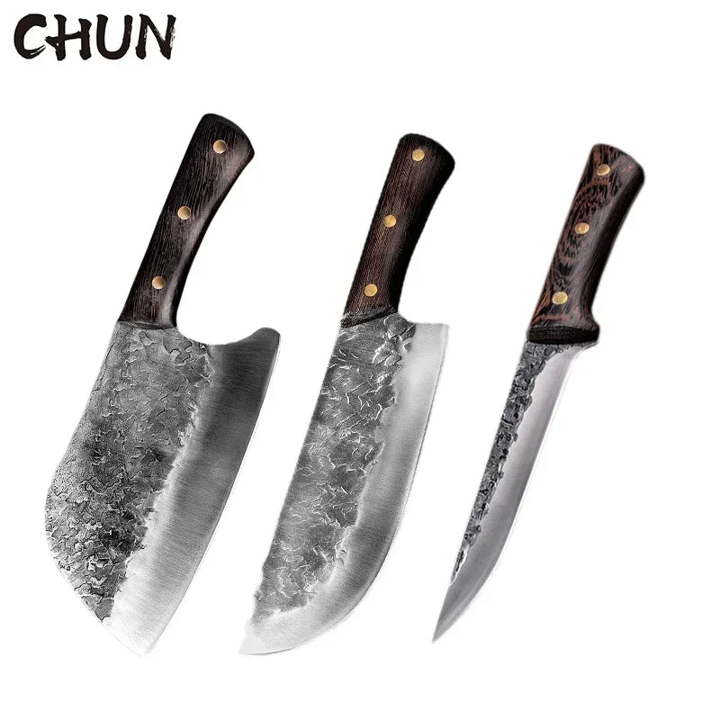 5CR15 Handmade Chopping Cleaver Butcher Knife High Carbon Steel Kitchen Chef Knife Sets Forged Blade Cooking Knives Set Cleaver