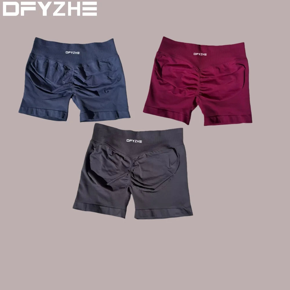 DFYZHE 4.5-inch yoga gym shorts, waist cinching and hip lifting shorts, seamless yoga shorts